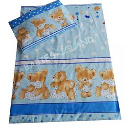Brand new baby bedding set 120cm x 90cm. 100% cotton. Duvet cover, pillow case. Two sets. 