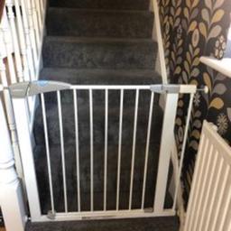 2 stair gates for sale, one comes with a special fixing for a rounded stair post. 
£8 each or £14 for both
In great condition