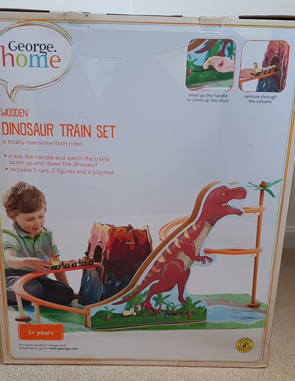 Asda wooden dinosaur store train set