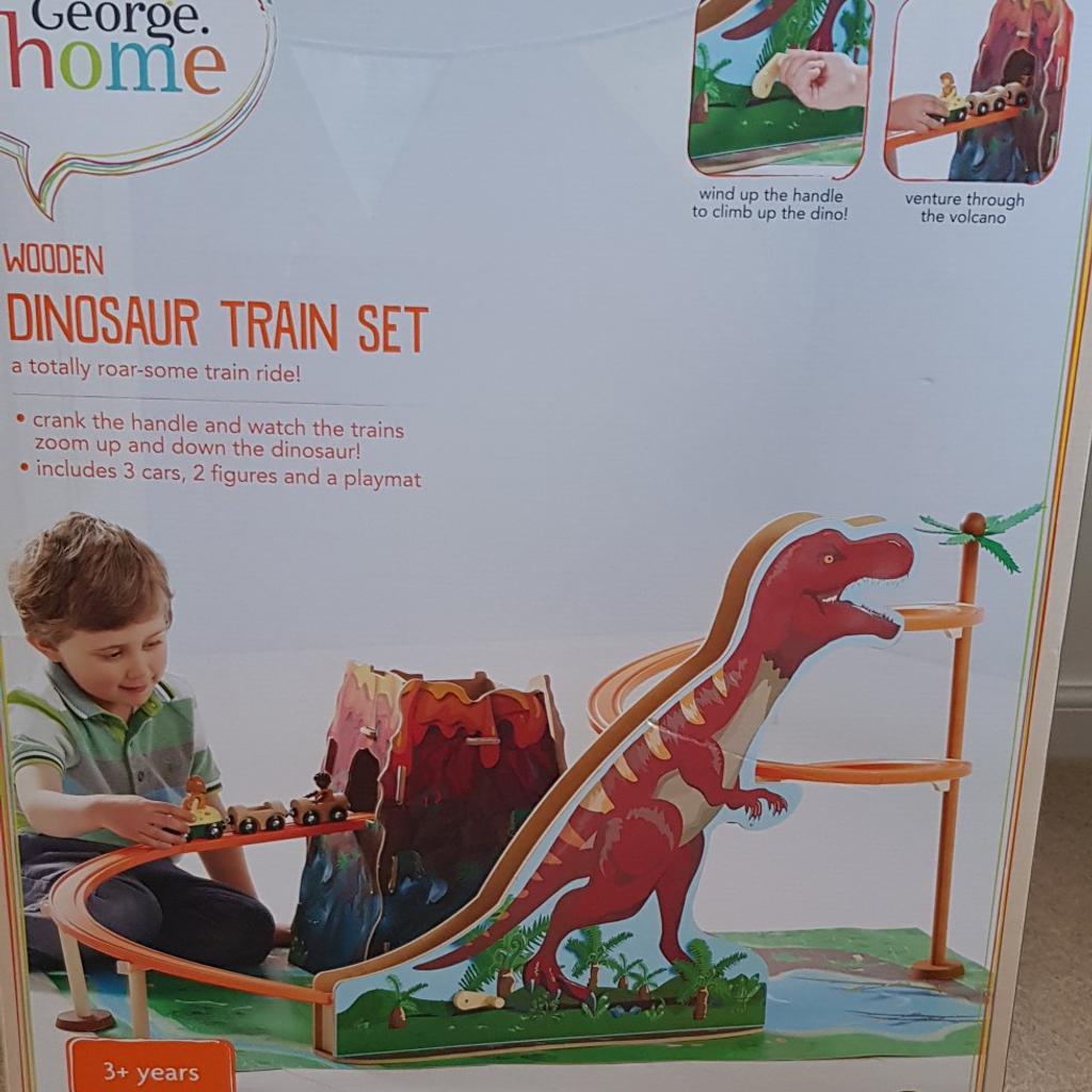 Wooden dinosaur train store set asda