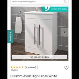 Brand new in box from soak.com, white gloss unit and basin