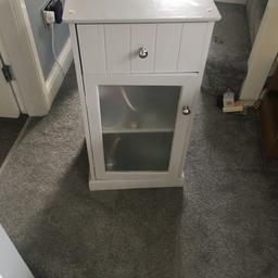 Up cycled Grey with drawer and smoked glass door. Shelf inside.