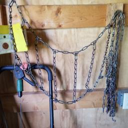1 set of 2 lawn tractor rear tire chains.  45"x13 1/2".  Made by MTD for 20"x8" (50.8cm x20.3 cm) rear tires for 600 series lawn tractor. OEM 190 658. Still have original box. 
Also have 1set of 62# wheel weights OEM 190 215,extra set of blades&grass catcher OEM 190 103 listed separately. Chains used a couple seasons &still in good shape. Located in Pataskala, OH.  Buyer pays for shipping if needed. Retails for $64 w/o shipping so priced to sell.Let me  know if you need any addtnal info or pics.
