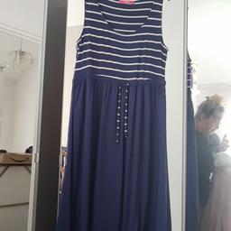 ladies long dress size 12 to 14.blue an cream looks nice on.