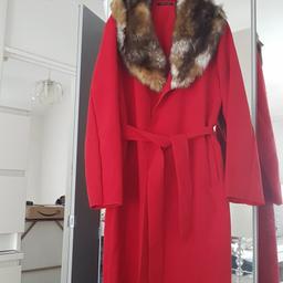 ladies red fur color coat.never used.quick sale.size 14 uk.