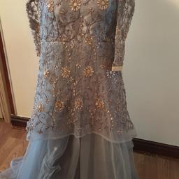 wedding or party dress grey with golden embroidery...£70 ono
