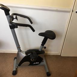 Fully functional exercise bike with one former (well intentioned!) owner. Selling as no longer used.
Has height adjustable seat, adjustable handles, adjustable tension. LED screen to track distance, calories and heart rate (batteries just replaced). Heart rate monitors in the handles.
From a smoke and pet free home.
Collection only. Can try and partially disassemble for ease of transport if required