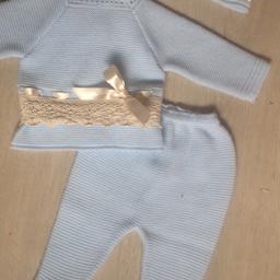 This has never been so in Immaculate Condition, it comes as a set with pants, top and gorgeous little bonnet, size 0/3 Months. Collection only