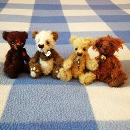4 Bramber Bears. All one of a kind. Made of Mohair. 5"tall.Very collectable. Very good condition.