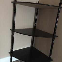 Small corner unit
Height 670 : 22 and half inches
Space between shelves 201 or 8 and quarter inch
All unscrews to take home