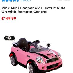 Pink mini electric car, can be driven manually or parent controlled by remote
Comes with charger
Will get actual pics on here, used but excellent condition