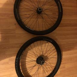 Great condition
Front and back rim and tyres
26 inch wheels
Disc brakes
6 gear system on the back
Still wear left on the tyres
The reason why I am selling these tyres is because I have bought a new set of wheels for my bike and I didn’t want these sitting in a corner collecting dust
Pick up only
No refunds