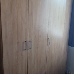 3 door wardrobe. with hanging rail .with 3 shelfs in good condition. none smoker no pets  collection only
