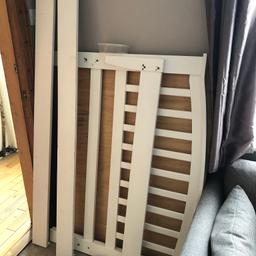 White wooden small (4ft) double bed. Wooden base not slats. Mattress available if required but stain on it due to spilt drink. Collection only.