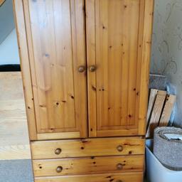 Pine wardrobe - overall measurements incl drawer knobs & base H 152 x W 84 x D 54cm

Collection only