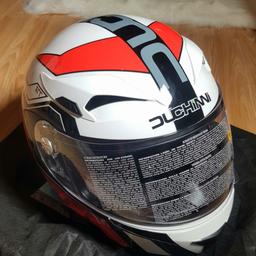 grab a bargain for a brand new Ducchini motorcycle helmet rrp 99.99.
size medium. still with tags and has built in sun visor