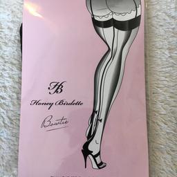 Pull up stockings with bow detail in black. Super cute, new in packet.
Can post if you message me.
Thanks