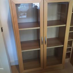 Some great quality cabinets from John Lewis .
Double cabinet 6’4 high 2’7 w 1’ d
Single cabinet 4’h 2’7 w 1’d
 Corner unit 6’4h 2’6 w 1’d
Shelving unit 6’4h 2’ wide