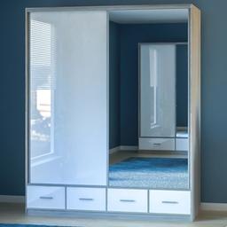 A modern Lopez 2 door wardrobe with one side Large mirror, in a white finish.
Best thing about us is that we specially design our product that suits your taste and requirement combine with best storage options. Choose from wide range of our sliding wardrobes with drawers and shelving units to give your bedroom an elegant interior.
***************
The Berlin Furniture is stylish and modern in wardrobes is perfect for any home décor and sure to help you save space and create style. Its POWERFUL sliding mechanism ensures safety of the door, mirror and the functionality of the wardrobe for a long period of time.

SPECIFICATIONS:
-High gloss sliding wardrobe
-multiple drawers
-Plenty of storage shelves
-Multiple hanging rail
-Flat packed for easy home assembly
-Some sizes come with high gloss side strip

COLOUR:
Black, White

DIMENSIONS:
Height- 216cm
Depth - 62cm
Width - 200cm>250cm.
Call Us Now To 02033711141📞