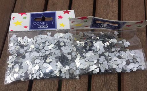 3 X Packets of Heart Confetti Silver, Red & G