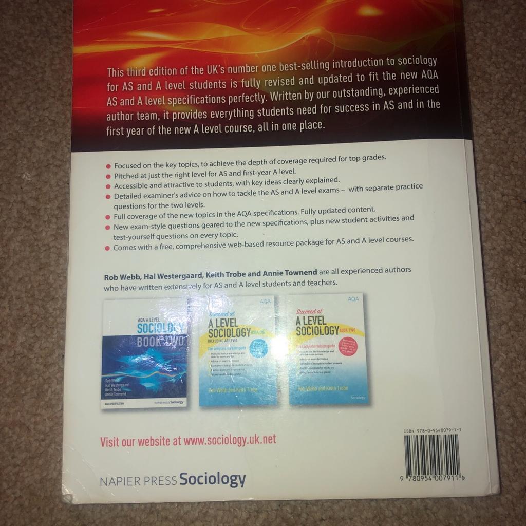 AQA A LEVEL SOCIOLOGY BOOK ONE in N18 Enfield for £5.00 for sale | Shpock