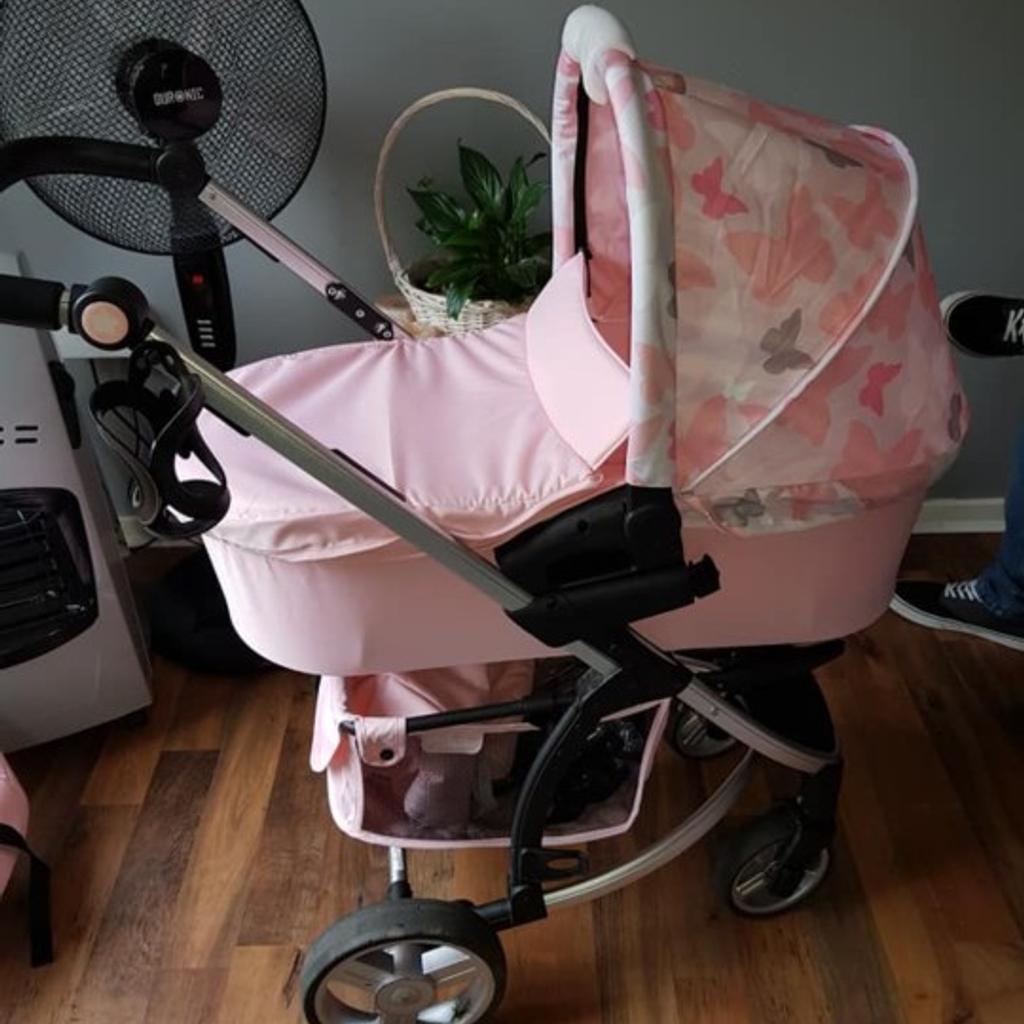 My babiie pink shop butterfly travel system