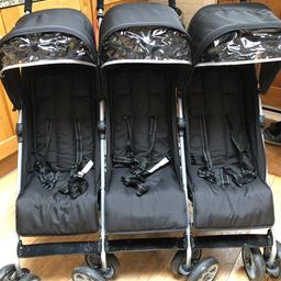 Barely used triple buggy with rain cover. Immaculate condition.