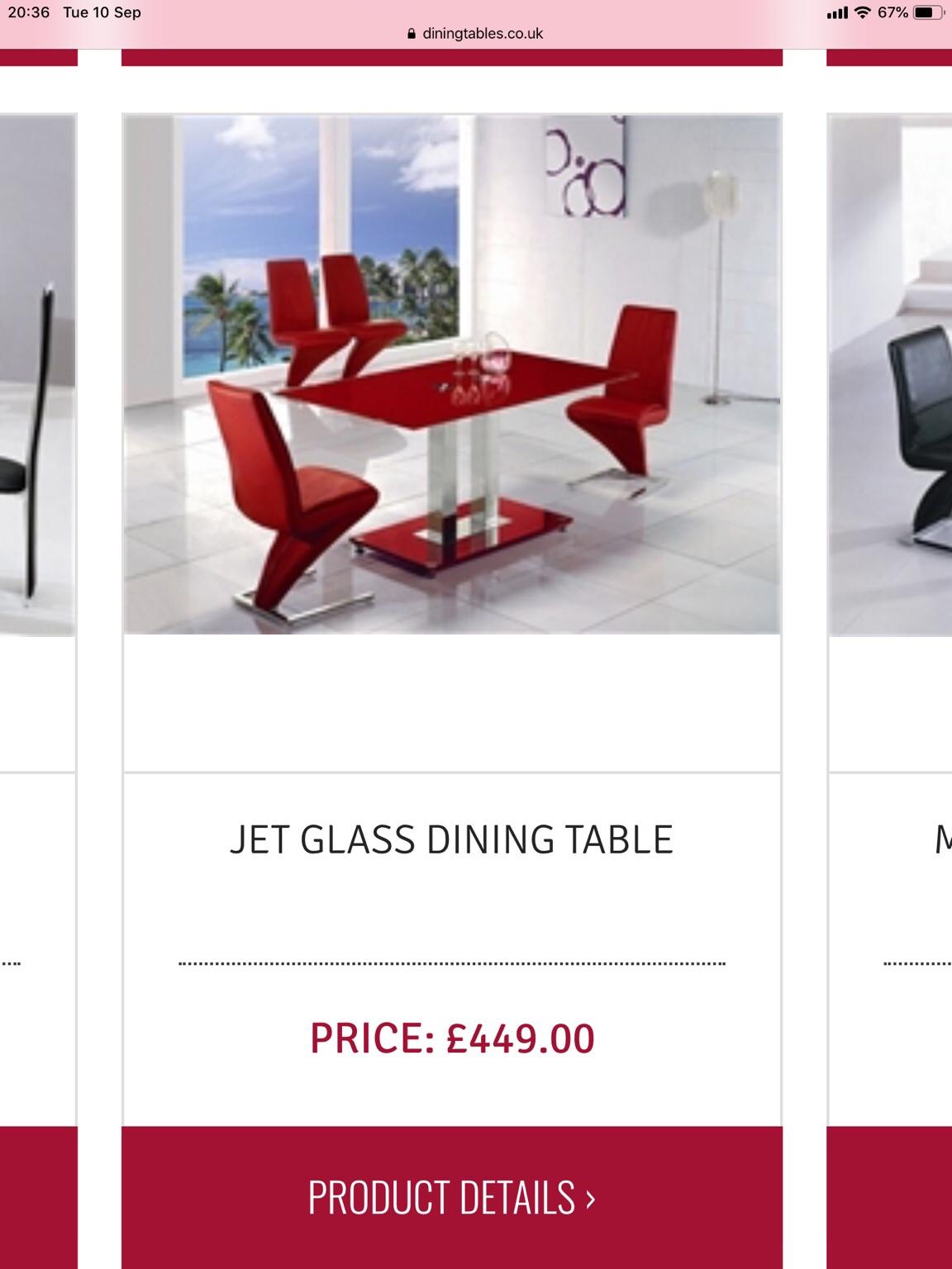 Red glass dining table and chairs in B45 Birmingham für £ 200,00 zum