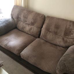 Selling our large 3 seater sofa and matching footstool!! Footstool opens up, sofa cushions all come off and can be machine washed!!! Please contact me if you need the measurements of the sofa or have any questions