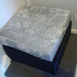 Grey+Black crushed velvet foot stool great condition hardly used Collection £30 Can deliver for £35