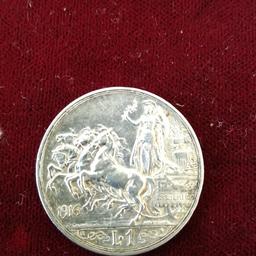 moneta da 1 lira argento 1916 quadriga briosa Vittorio Emanuele III prezzo intrattabile la spedizione costa 3€