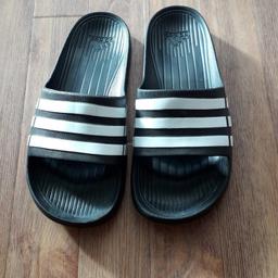 brand new men's Adidas black and white flip flops size 9