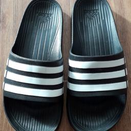 brand new Adidas men's black and white flip flops size 9
