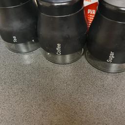 set of 3 russell hobbs tea coffee and sugar storage jars pick up L6