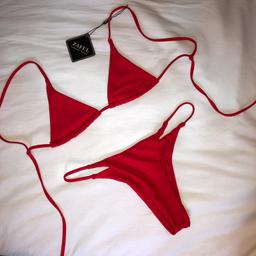 Oanvänd röd bikini
Från: Zaful
Storlek: 38, men mer som en 36
Knyt i ryggen, ej bakom nacken