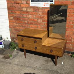 a 70's dresser with drawers and adjustable mirror in great condition.
Only £30
Dimensions are  106cm wide x 50cm deep x 124cm tall 
Collection from NN1 northampton or i can arrange delivery, message me for a quote.
Any questions please ask