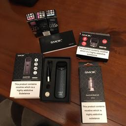 SMOK VAPE - nord kit with instructions and box
Pack of 5 coils unopened
Spare pod
X3 vape liquids 
Charger 
Unwanted gift 

Brownhills collection
