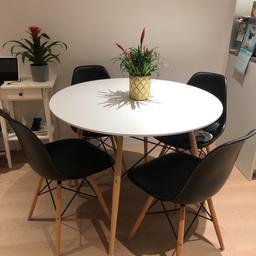 Used - 18 months old, 100 diameter , 75cm height, 4 seaters, comes with 4 Eiffel style chairs