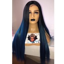 Midnight- Ombré Turquoise Blue Synthetic Mix Small Lace Front Wig 🦕
♥︎ Heat Resistant 
♥︎ Breathable Cap 
♥︎ 22”
♥︎ £30

#wigs #lace #syntheticwigs #26” #humanhair #ombre #longhair
