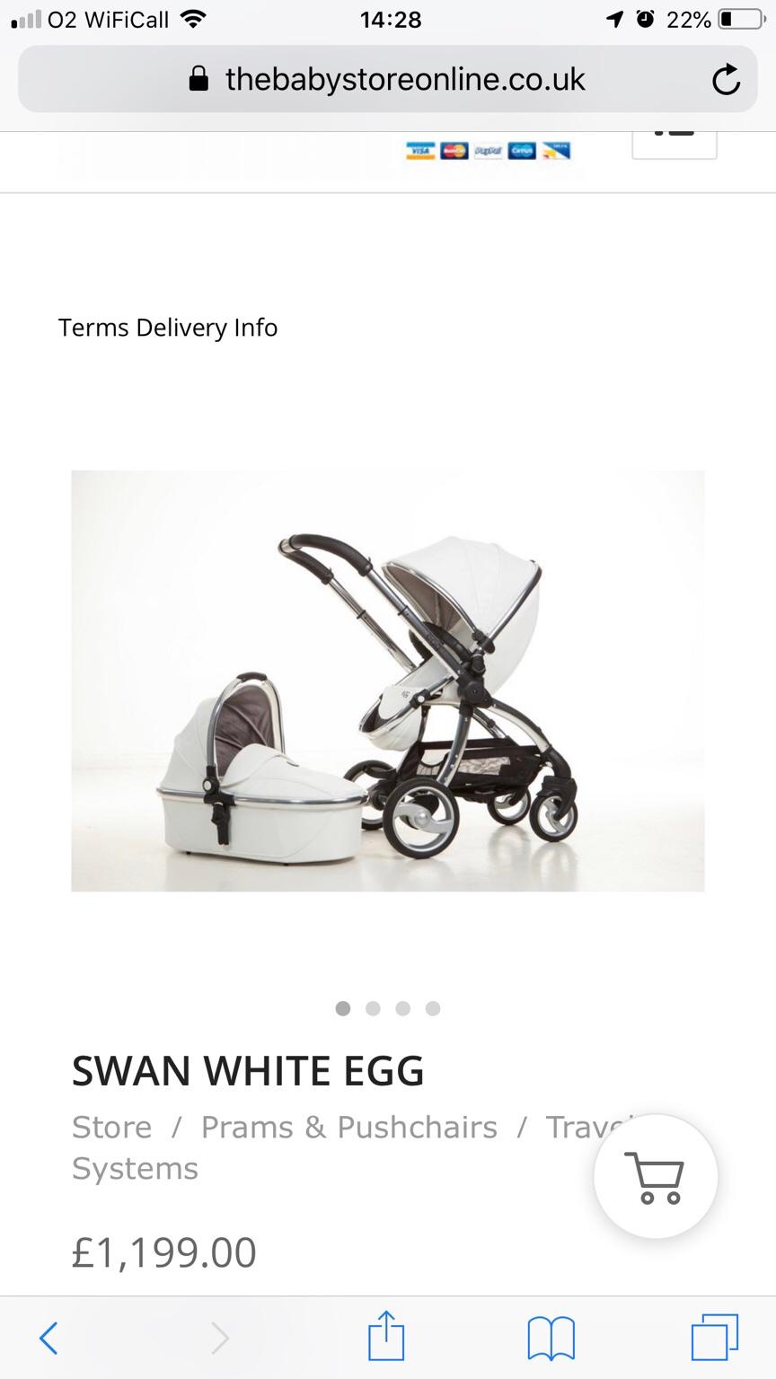 Swan white 2024 egg pram