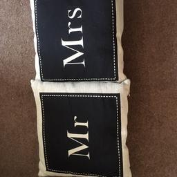 Two cushions
Mr and Mrs
Ideal for a room for newly weds.
