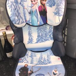 Frozen car seat, hardly been used, smoke and pet free home, you can take the back off it so you can use it as a booster seat, fabric comes off so you can wash it