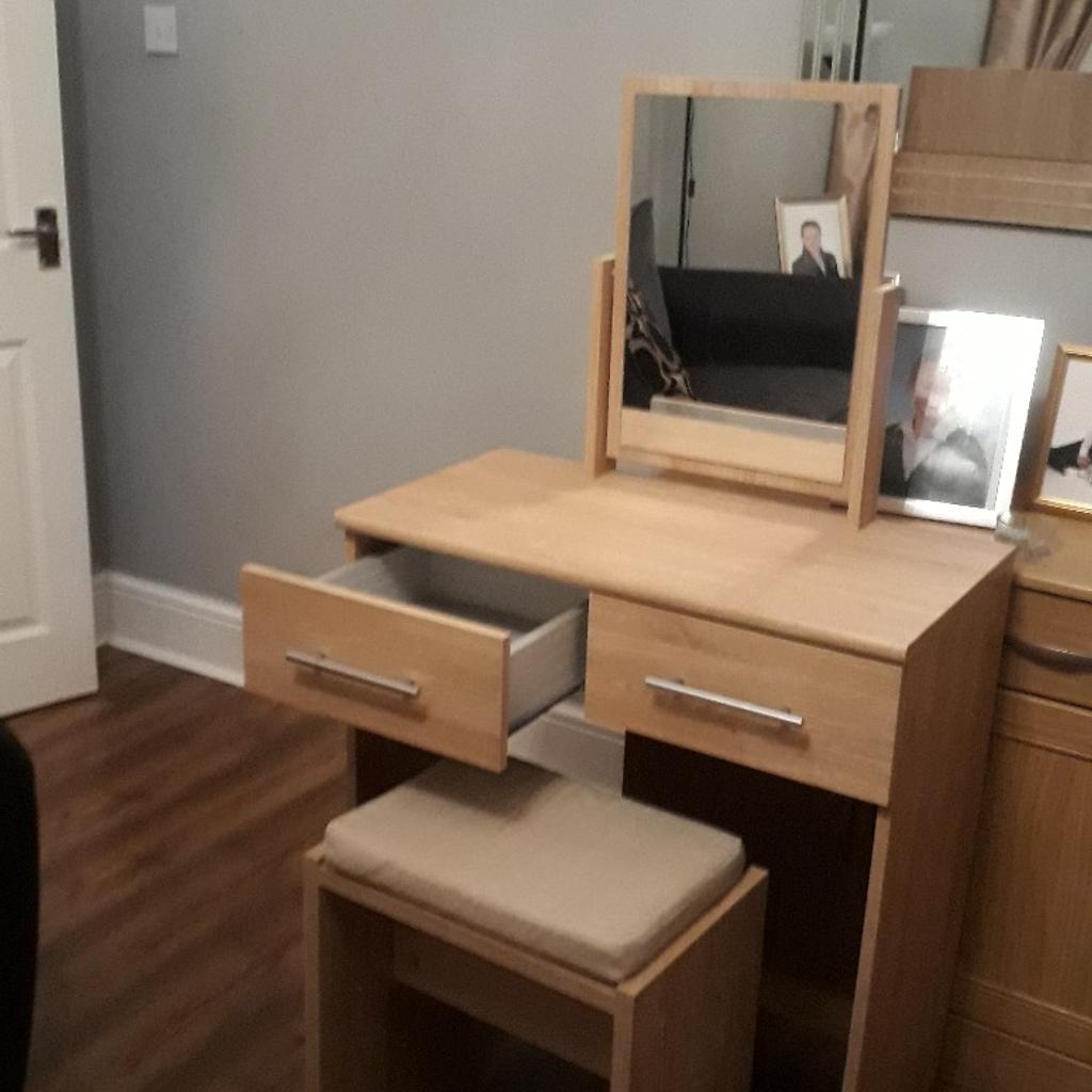 Small oak dressing table with stool & mirror. in CH42 Wirral for £65.00