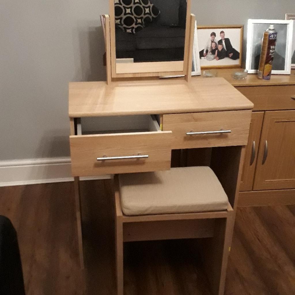 Small oak dressing table with stool & mirror. in CH42 Wirral for £65.00