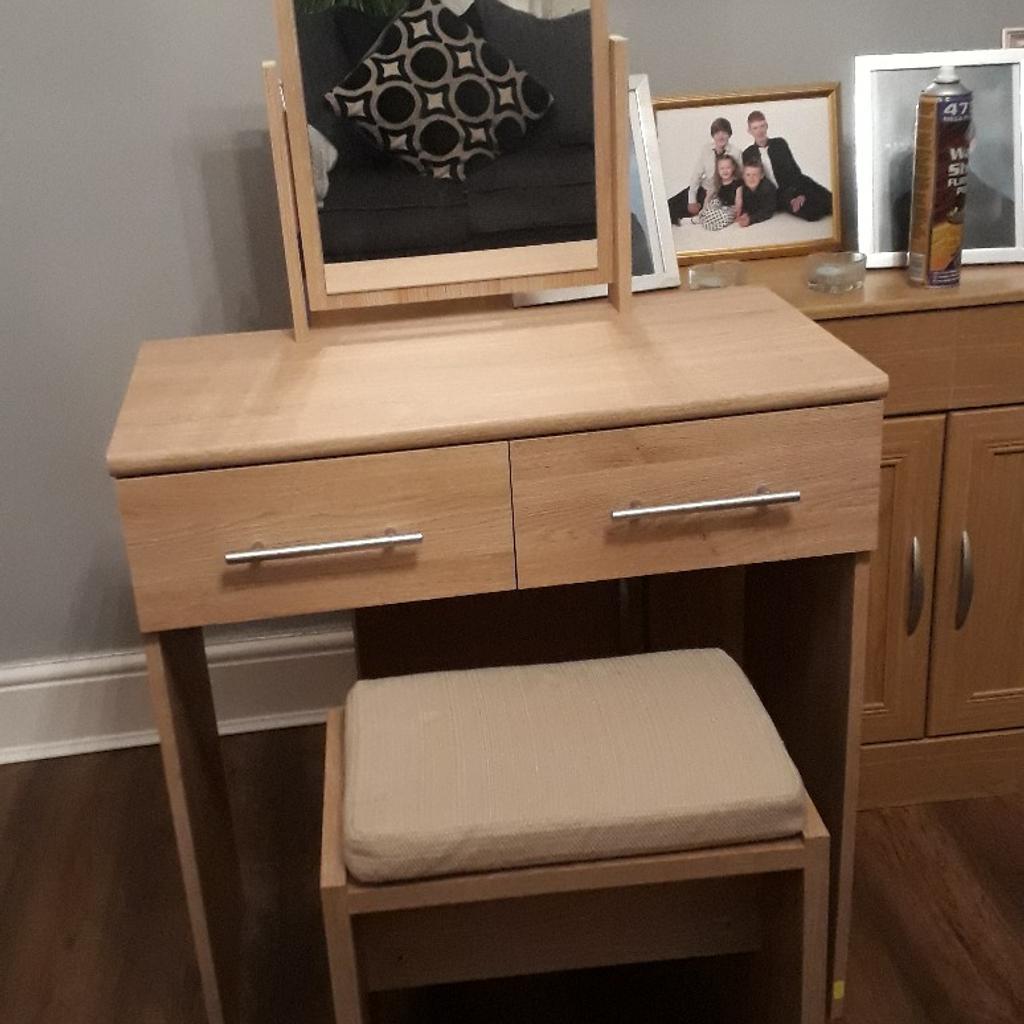 Small oak dressing table with stool & mirror. in CH42 Wirral for £65.00