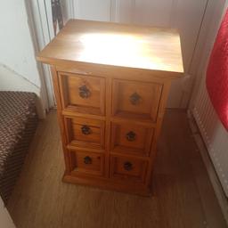 lovely chest draws some mark's to draws but still lovely good condition.
top chest 43cmx 34cm 
62cm in height and 38cm across
Cost a lot new so grab bargain
collection only