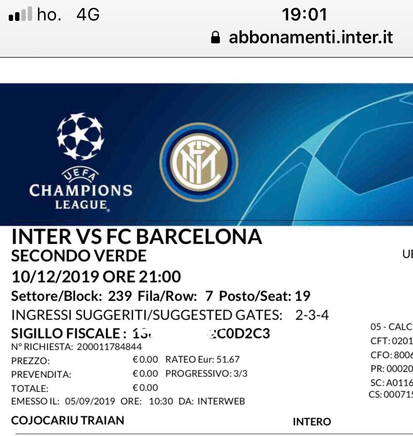 Biglietti Inter Champions League In 20132 Milano Für € 250,00 Zum ...