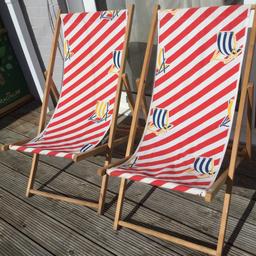 Vintage deck chairs, excellent condition, no damage to canvas or wood, can be easily washed with a brush & soapy water, no Time Wasters please, I’m in Deal, take a look at my other items