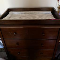 used but in extremely good condition clean no damages smoke free home. baby change unit . plenty of storage space with 5 drawers and a place to change baby. collection only . though not that heavy will require good car/van space to transport. Croydon area. please note star change mat not included with unit. 