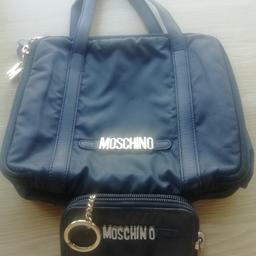 Rare little retro bag and matching coin/key purse in black by designer MOSCHINO.